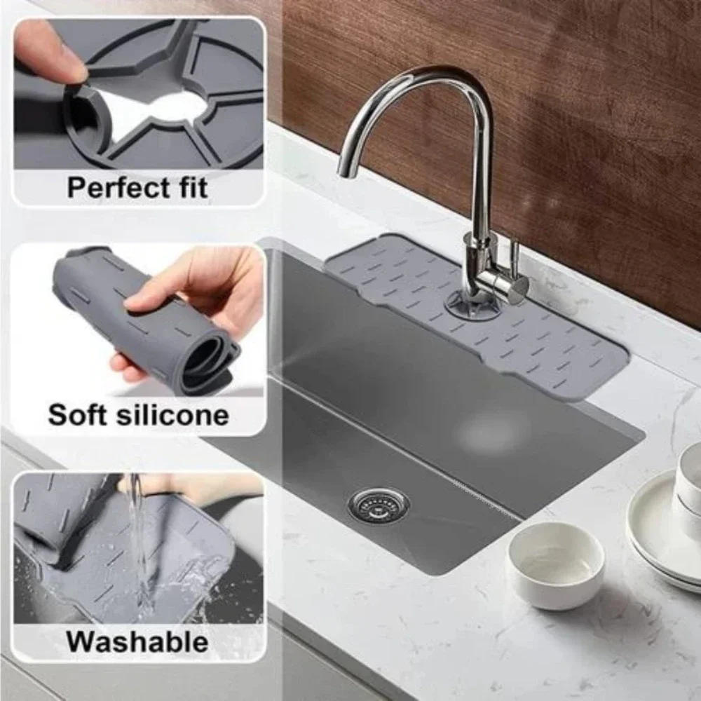 Description Picture 5 of itemKitchen Sink Splash Guard Silicone Mat Gourmet Faucet Kitchen Accessory Home Appliance Sponge Rack Kitchens Accessories