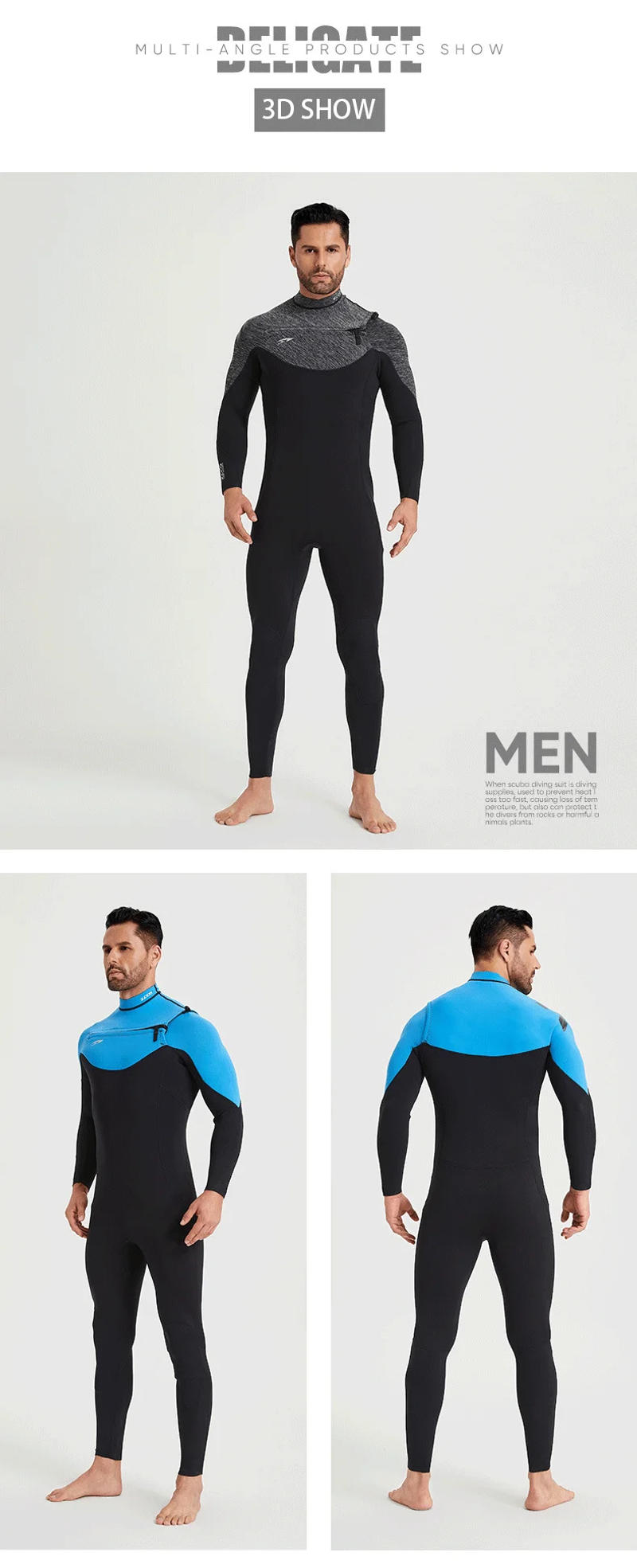 Description Picture 5 of item3MM Neoprene Wetsuits Surf Suit Men Women Kitesurf Snorkel Swimwear Winter Keep Warm Rash Guard Spearfishing Scuba Diving Suit