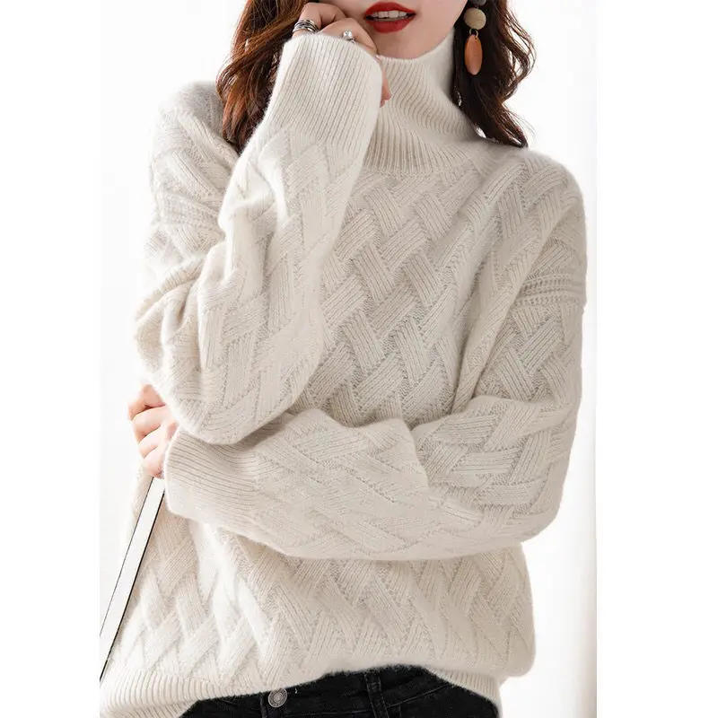 Description Picture 5 of item2024 New Women Loose Sweater Winter Casual Chic Cashmere Oversize Thick Sweater Pullovers Pullover Female Long Sleeve S-3XL