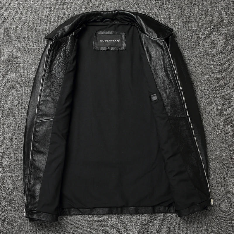 Description Picture 4 of itemCasual Men Leather Jacket Slim Soft Cowhide Leather Mens Jacket Male Skin Coat Spring Autumn Chaqueta De Cuero Para Hombre