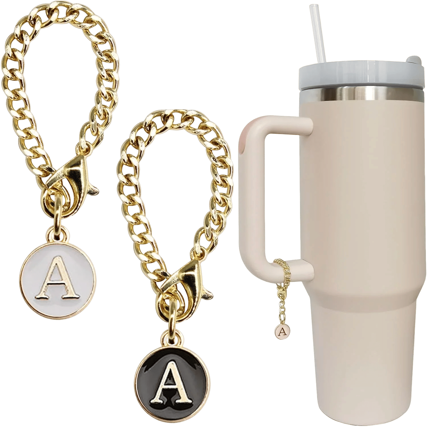 Description Picture 2 of itemLetter Charm Accessories for Stanley Tumbler 2PCS Initial Name ID Decoration Personalized Handle Charm for Stanley Cup