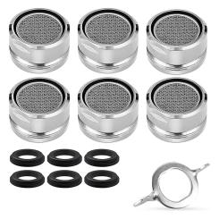 6PCS M24 Tap Aerators With 6 High Quality Gaskets And 1 Chrome Keys Stainless Steel Aerator For Kitchen And Bathroom