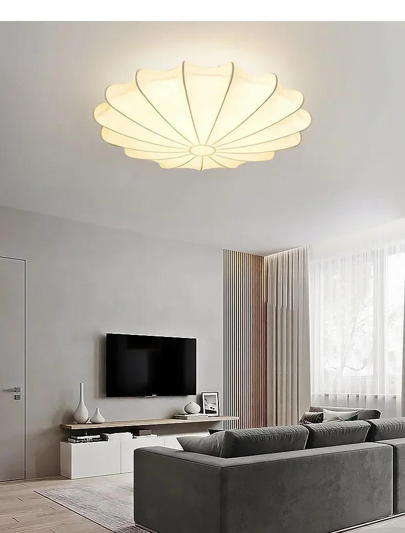 Description Picture 5 of itemNordic Silk Ceiling Light Wabi Sabi Japanese Petal Chandelier Ceiling Light Retro Living Room Bedroom Lustre Lights Lamparass