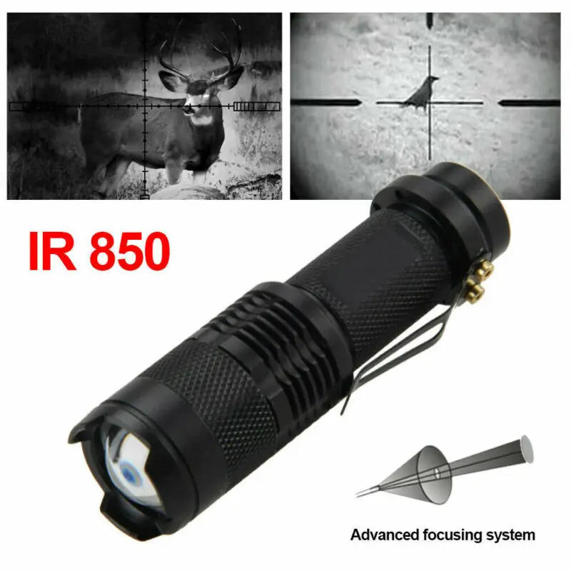 Description Picture 3 of item1-10PCS IR 850nm/940nm Infrared Flashlight Torch Hunting Radiation Night Vision light Zoomable Tactical Flashlight Torch Lamp