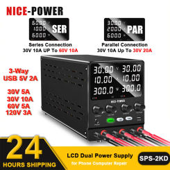 3 Output Modes Lab Power Supply Dual-channel 220V Voltage Regulator 30V 5A SER/PAR Encoder Switch Between Stabilizer Source