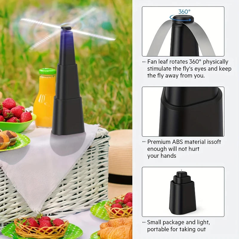 Description Picture 4 of item2PCS/3PCS Fly Repellent Fan, Dining Table Fan with Soft Blade, Battery Portable Fly Repellent Fan, for Picnic & BBQ Fly Repeller