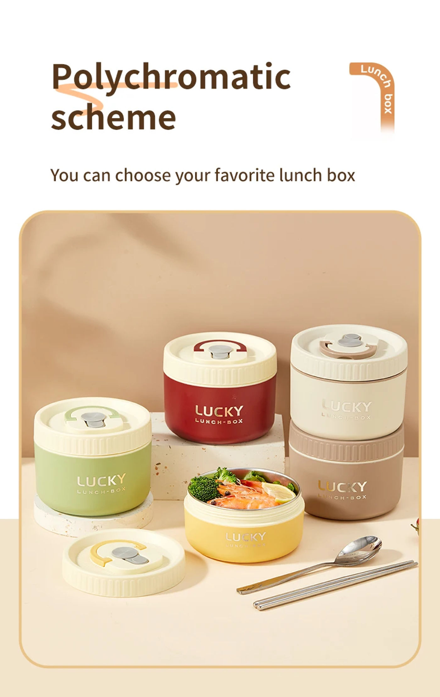 Description Picture 3 of itemWORTHBUY Insulated Bento Box Fruit Salad Food Container With Tableware&Thermal Bag Portable Microwave Sealed Lunch Box For Kids