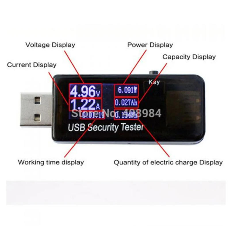 Description Picture 3 of itemUSB Voltage Meters Current Voltage Capacity Battery Tester Volt Current Voltage Doctor Charger Capacity Tester Meter Power Bank