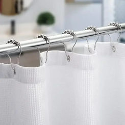 12Pcs Rust-Proof Stainless Steel Shower Curtain Hooks - Durable and Easy to Install for Bathroom Rods - Decorative