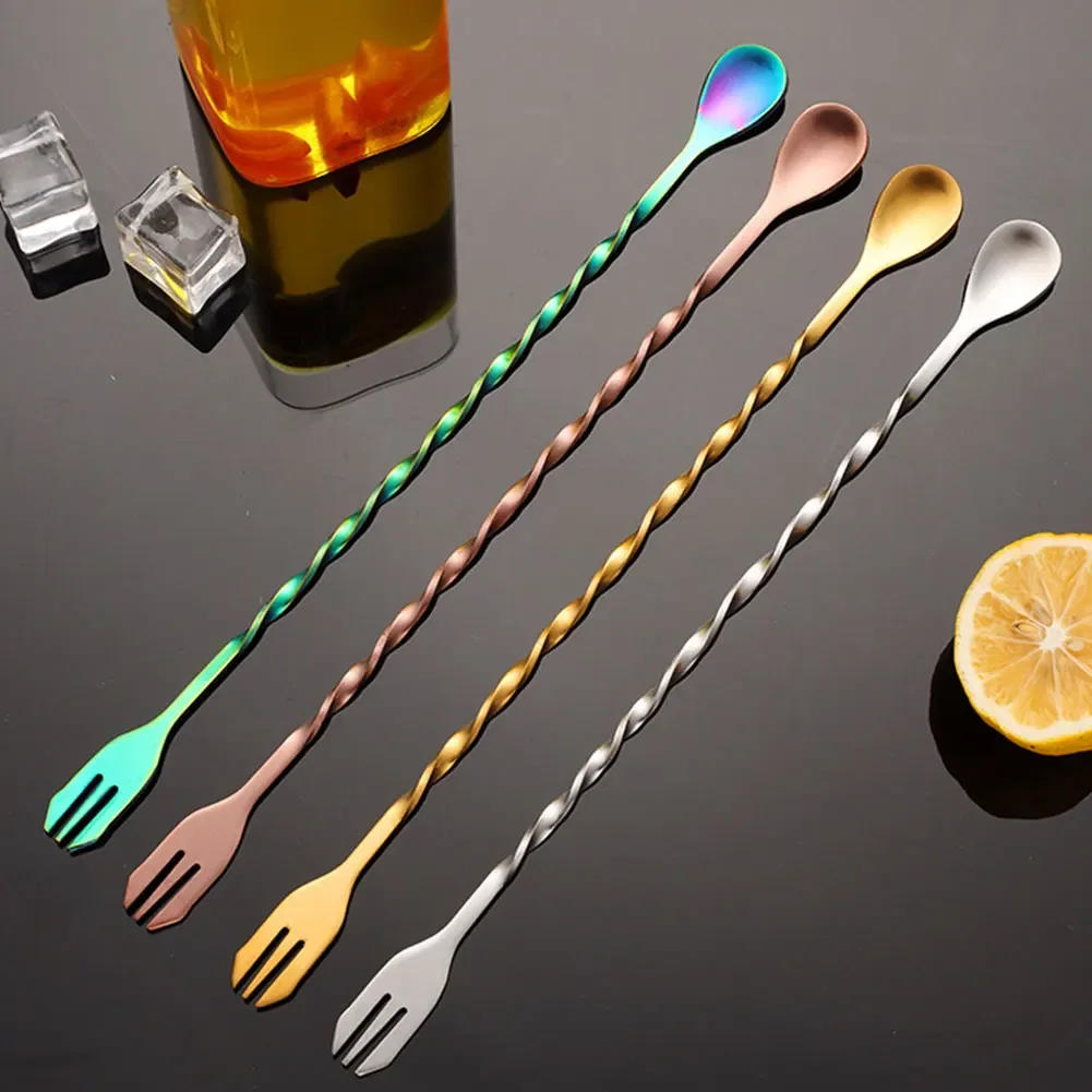 Description Picture 3 of itemCreative Long Spiral Handle Cocktail Spoon Stainless Steel Whisky Wine Mixing Spoon Shaker Muddler Stirrer Bar Accessories