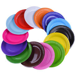 10/50Pcs 7inch Plate Black Green Blue Red Solid Color Disposable Tableware Set Supplies Paper Plate Wedding Birthday Party Decor