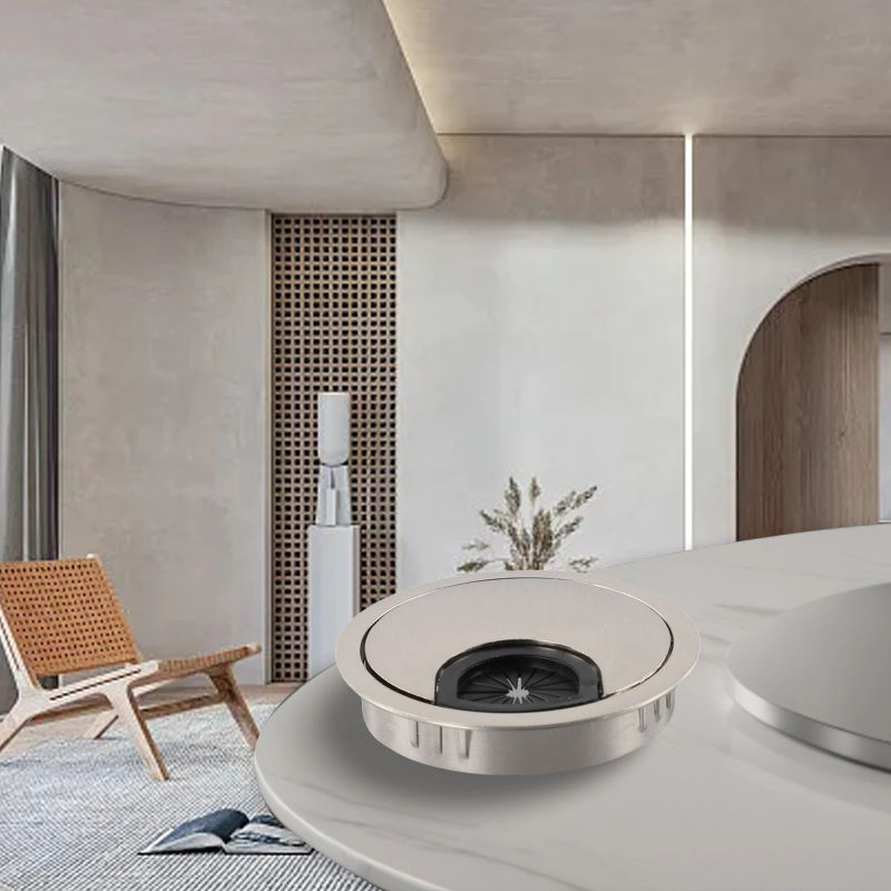 Description Picture 5 of itemZinc Alloy Round Table Wire Hole Covers Outlet Port Computer PC Desk Cable Grommet Line Holder 50mm/53mm/60mm/80mm