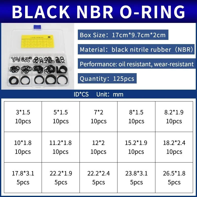 Description Picture 4 of itemAir-conditioning faucet machine boxed nitrile silicone fluorine repair kit sealing waterproof combination kit gasket o-ring