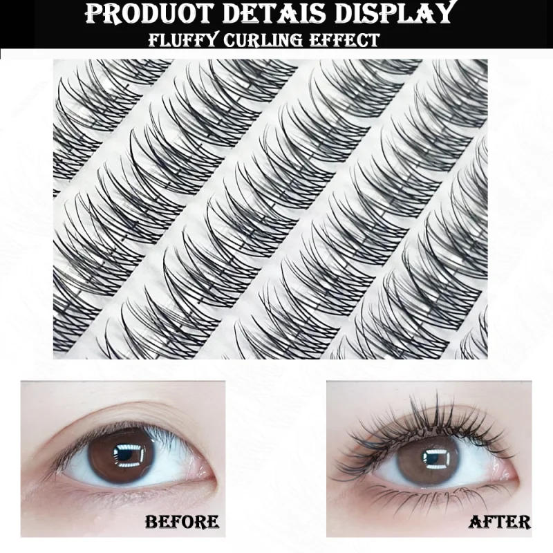 Description Picture 4 of item1/box 120 bundles Mink False Eyelash Natural Fishtail Lash 3D Russian Individual Eyelash Extension Cluster Makeup Tool Wholesale