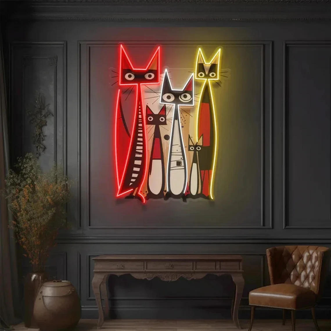 Description Picture 6 of itemCustom Personalized Picasso Animal Neon Led Light Sign for Couple and Cat Abstract Neon Home Decor House Wall Art Sign for Salon