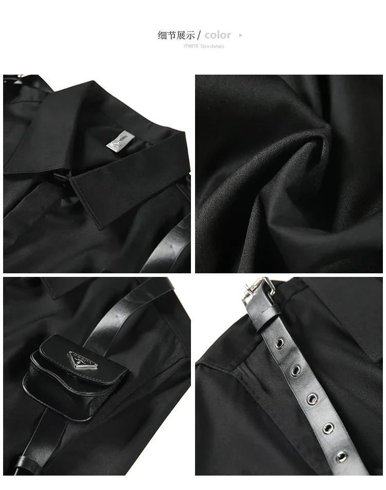 Description Picture 5 of itemMen Pleat Shirt With Bowtie Men Tuxedo Shirt Black White Stylish Shirts For Men Wedding Party Club Party Slim Fit Shirt Men