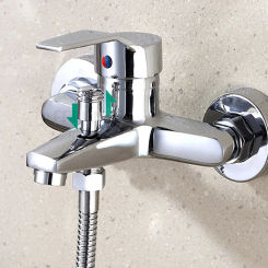 Zinc Alloy Basin Faucets Chrome Wall Mounted Hot Cold Water Dual Spout Mixer Tap For Bathroom Splitter Bath Shower Basin