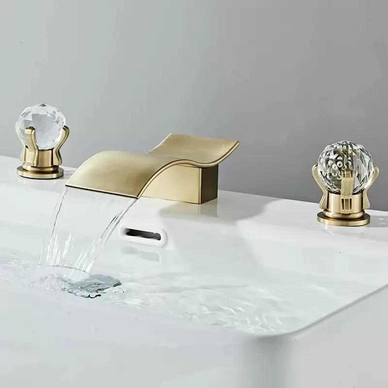 Description Picture 4 of itemGold and White Swan  Brass Black Bathroom Basin Faucet Mixer Tap Hot Cold Sink faucet