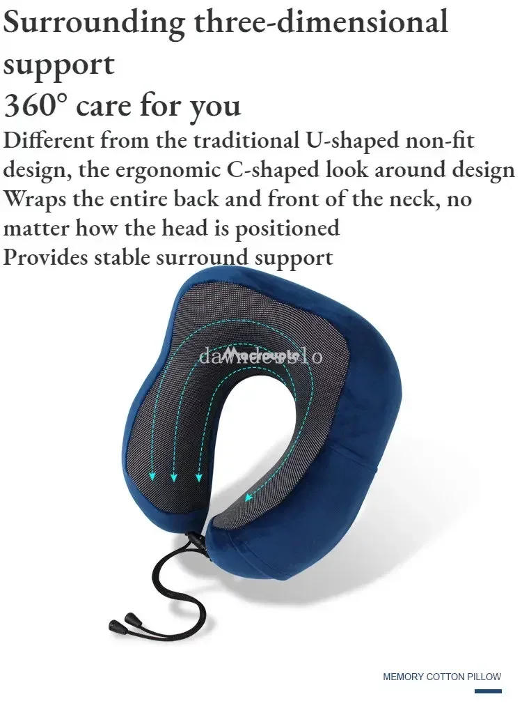 Description Picture 3 of itemMemory Foam U-shaped Neck Pillow Soft Travel Pillow Massage Neck Sleeping Pillows Plane Car Cervical Spine Pillow Bedding Nap