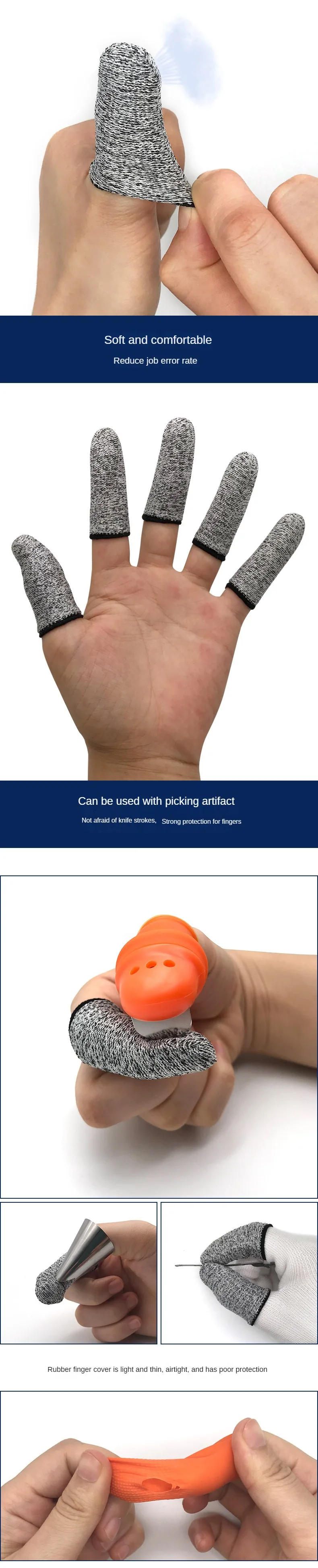 Description Picture 3 of item10 Pcs Anti-cut Finger Protector Finger Cover Kitchen Tool Thumb Knife Picker Finger Cover F Protection Cutting  Gadgets