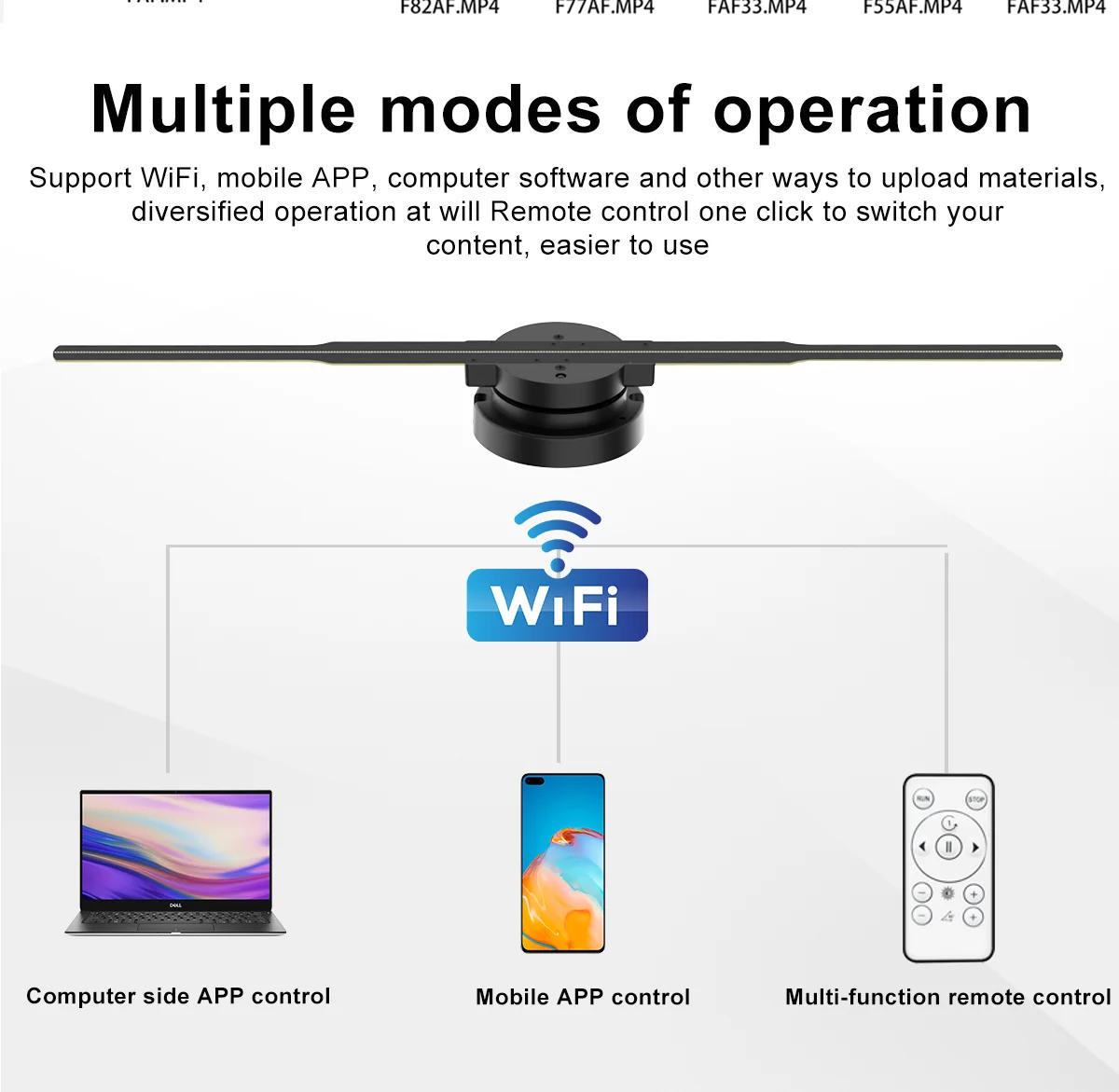 Description Picture 6 of itemDia 42cm 3D Holographic Fan Projector  Advertising Light with 244 LED Beads Support Phone App Remote and PC APP Control