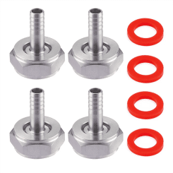 4PCS Stainless Steel Beer Keg Coupler Fitting,Beer Line Connector Kit,Hex Nut 5/8 Inch G Thread x 5/16 Inch Barb