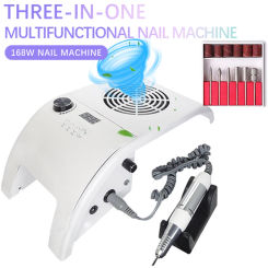 168W Professional Manicure Machine Powerful Vacuum Cleaner 80W UV LED Nail Lamp Quickly Dry All Nail Polish Nail Drill Bits Set