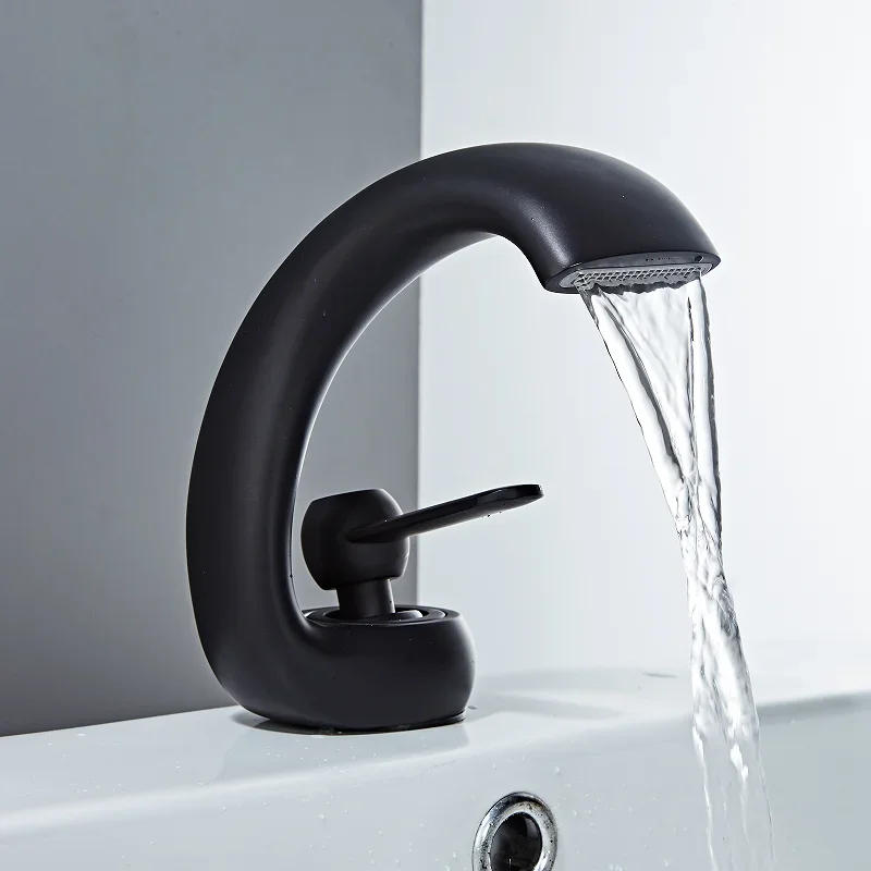 Description Picture 2 of itemBathroom Faucet Modern Black Basin Brass Wash Single Handle Single Hole Elegant Crane
