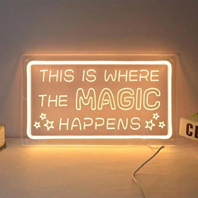 Description Picture 6 of itemThis is where the magic happens Neon SIgns For Wall Decor USB Powered Neon Lights For Home Bedroom Decoration Giifts For Friends