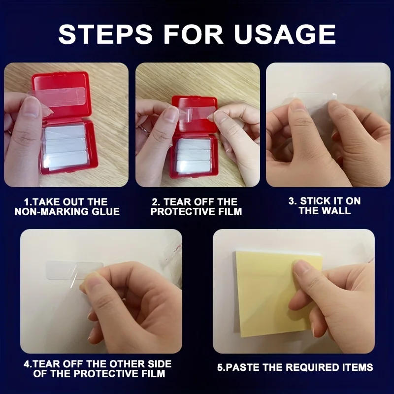 Description Picture 6 of item120/360pcs Tape Traceless Transparent Double Sided Nano Tape Pad Self Adhesive  Pvc Waterproof Sticker Washable Tape Home Decor