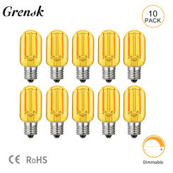 Vintage Tubular Led Bulb T22 1W Mini Tube Night Light E14 Base Orange Glass Decorative Christmas Pendant Light Replacement Lamps