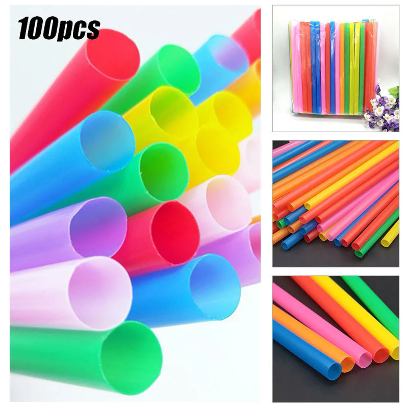 Description Picture 3 of item100pcs Extra Wide Big Milkshake Straws Bubble Boba Milk Tea Plastic Thick Straws Smoothie Cold Drinking Drinkware Bar Accessory