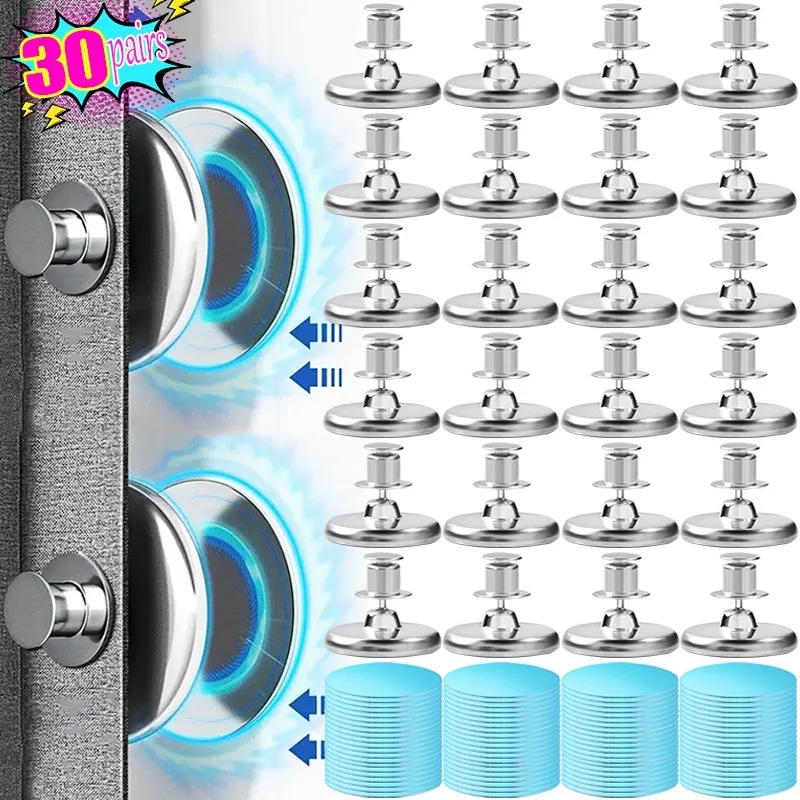 Description Picture 2 of item30/1Pairs Magnetic Curtain Clips Self-Adhesive Wall Mounted Magnet Buckle with Patch Detachable Shower Curtain Fixed Fasteners