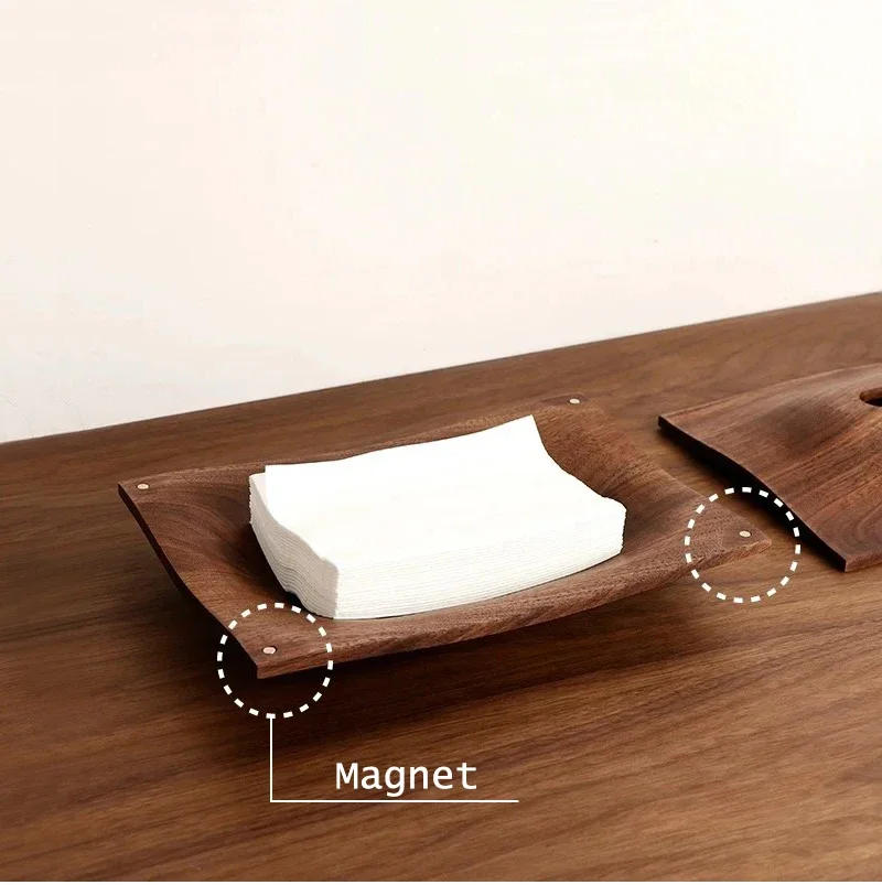 Description Picture 6 of itemDesktop Walnut Wooden Tissue Box,Magnetic Napkin Case Cover,Bar Restaurant Table Paper Tissue Holder,Home Living Room Decor
