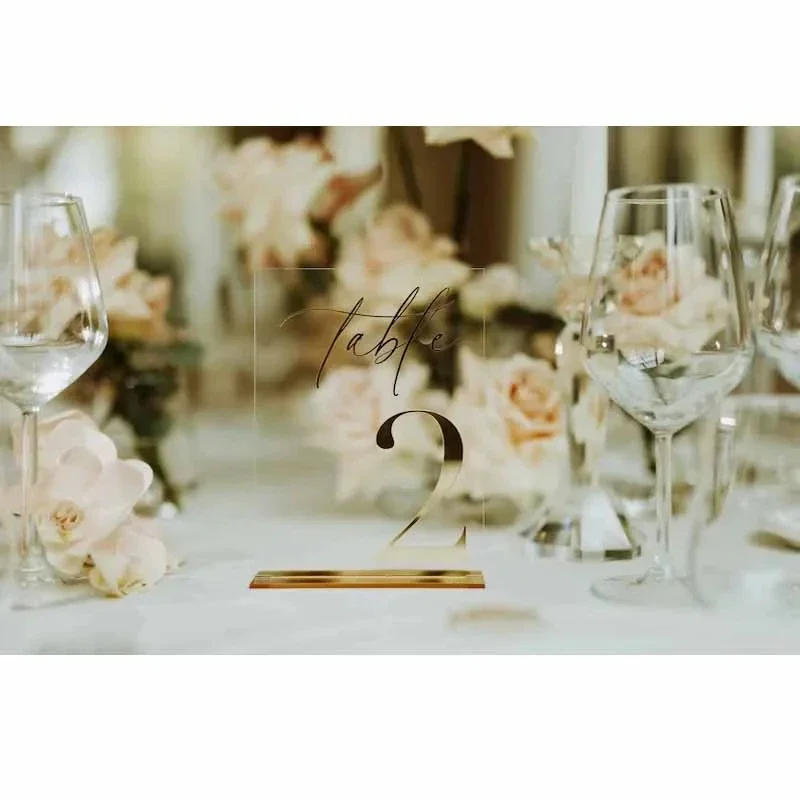 Description Picture 4 of itemWedding Table Numbers - Clear and Gold Mirror Acrylic Signs - Gold Wedding Table Signs - Wedding Table Decor