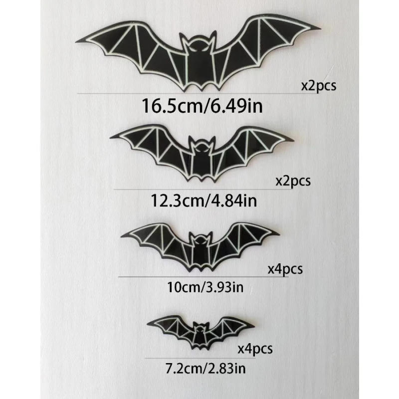 Description Picture 2 of item12PCS Halloween 3d Three-dimensional Glow-in-the-dark Bat Wall Stickers Holiday Party Scene Arrangement Decoration Stickers