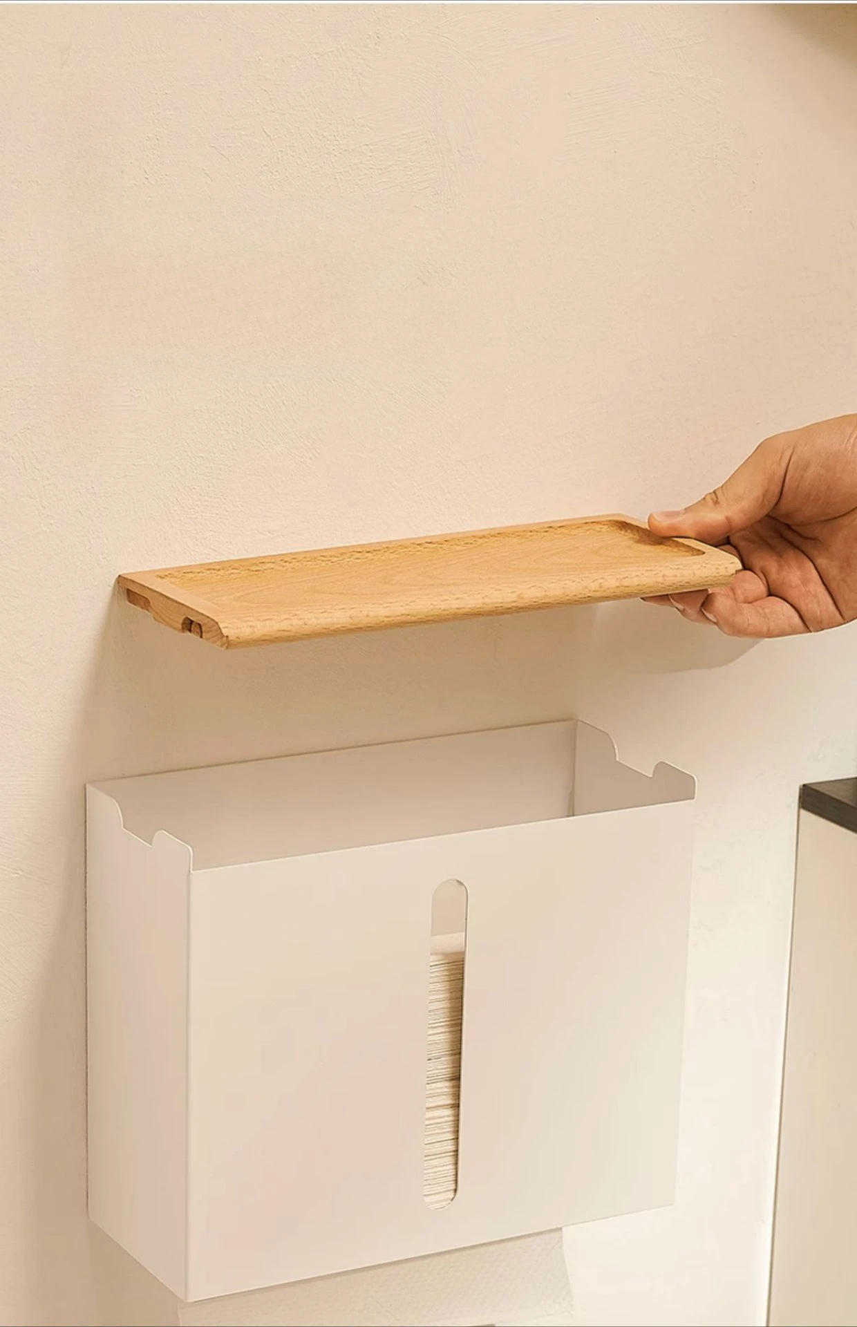 Description Picture 5 of itemWooden Tissue Box Napkin Holder Cover Toilet Paper Handkerchief Case   Wood Home Wipe Organizer Containe For Bathroom and Kitche