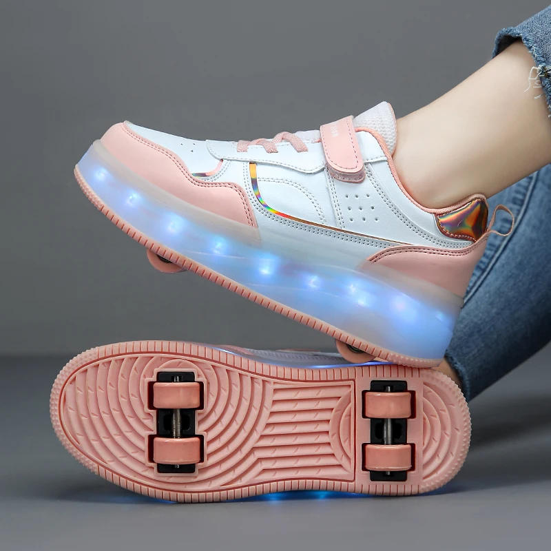 Description Picture 3 of itemChildren's Roller Skating Shoes for Boys and Girls Walking Shoes with LED Lights Breathable Training Skate Shoes for Kids