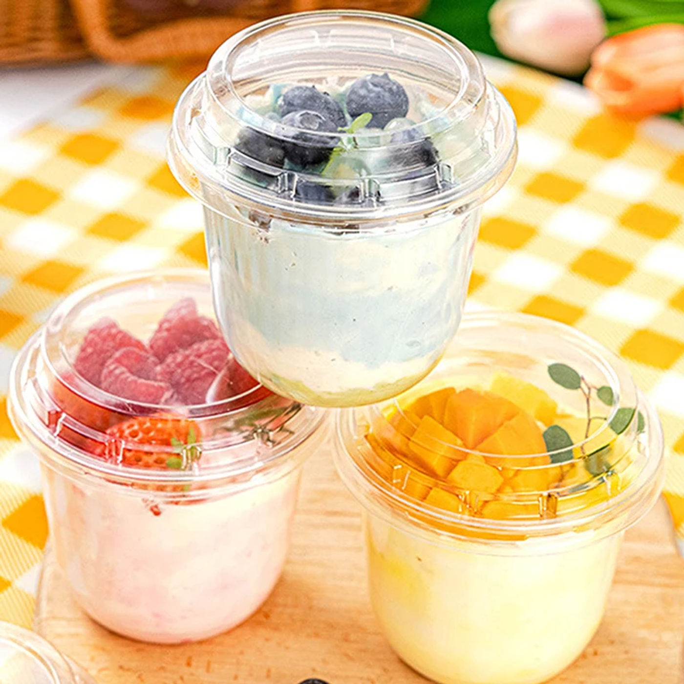 Description Picture 2 of item10Pcs 10Oz Disposable Mousse Cups Cake With Lid Clear Plastic Boxes Ice-Cream Dessert Picnic Pudding Jelly Dessert Yogurt Cups