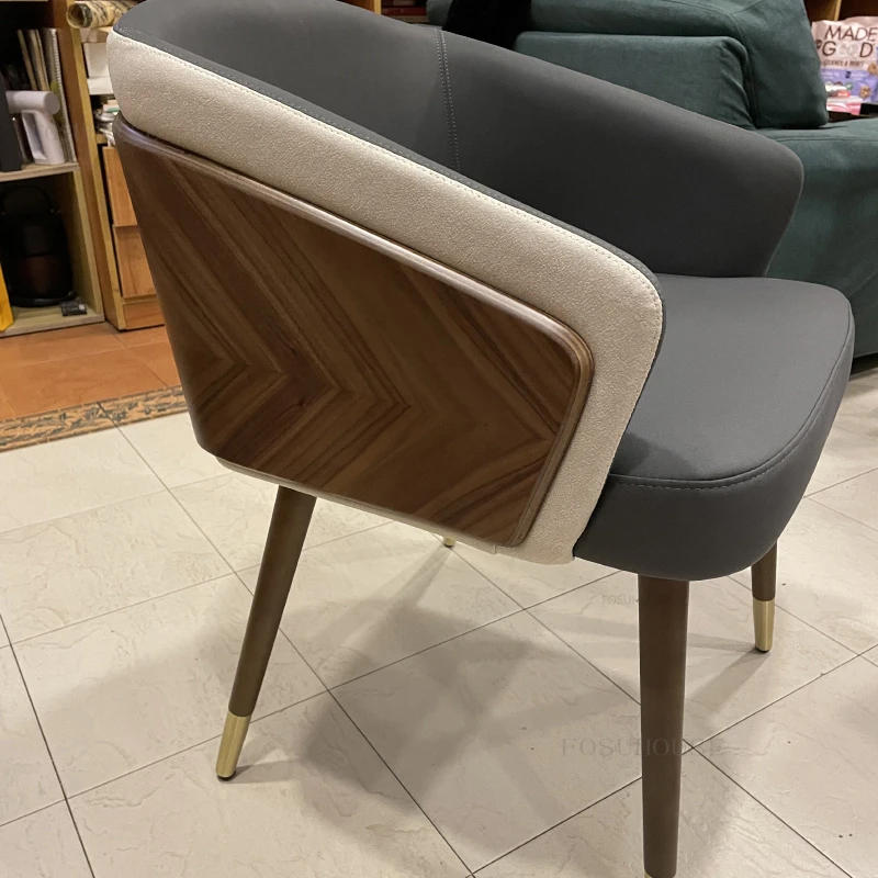 Description Picture 6 of itemLuxury Modern Dining Chairs Wooden Backrest Armchair Minimalist Lounge Dining Chair Comfortable Dining Room Furniture
