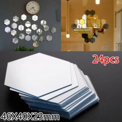 24 PCS Mirror Wall Sticker Square Acrylic Wall Sticker Self-adhesive Tiles Sticker For Bathroom DIY 3D Wall Decor