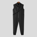 INCERUN 2024 American Style Men Cross Design Zippered Overalls Jumpsuits Casual Well Fitting Male Solid Sleeveless Rompers S-5XL