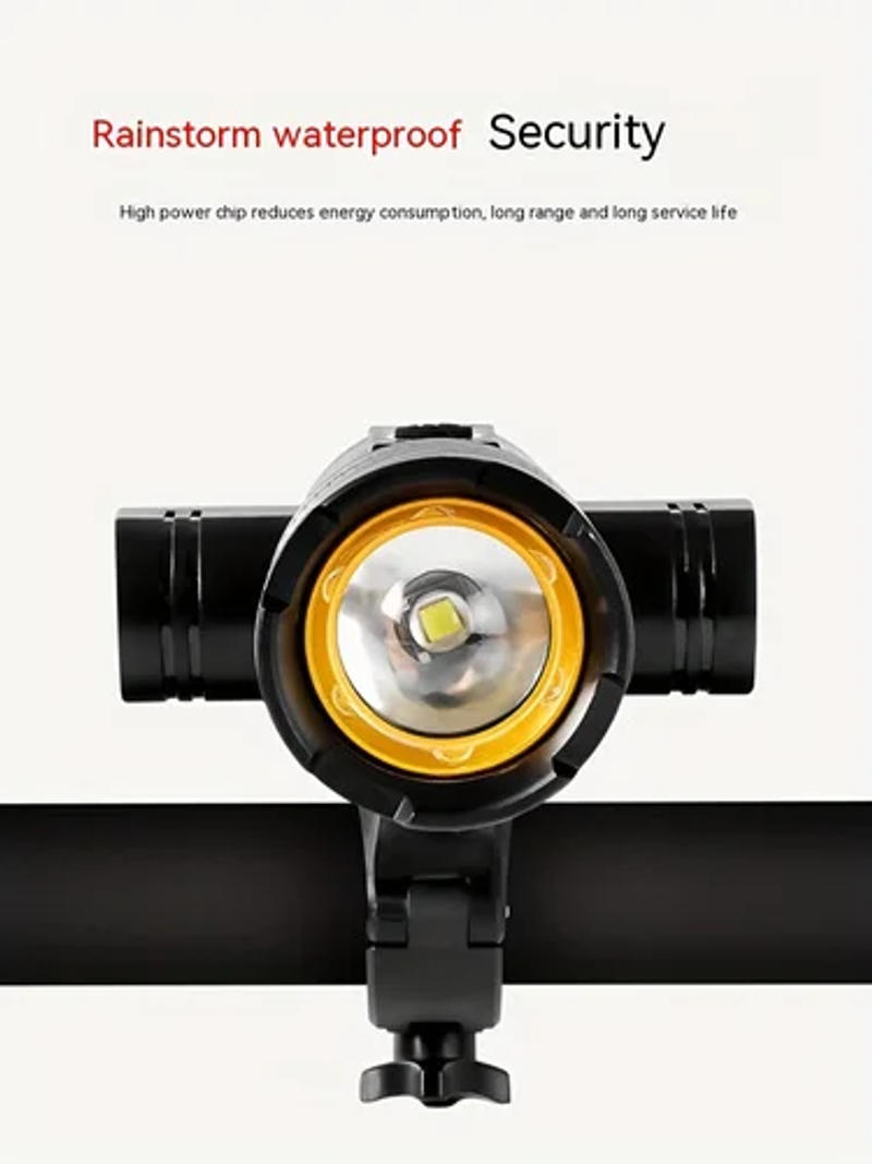 Description Picture 3 of item1200 MAh Bicycle Light Headlamp Night Aluminum Mountain Bike Rechargeable 3 Light Modes, Cycling Gear