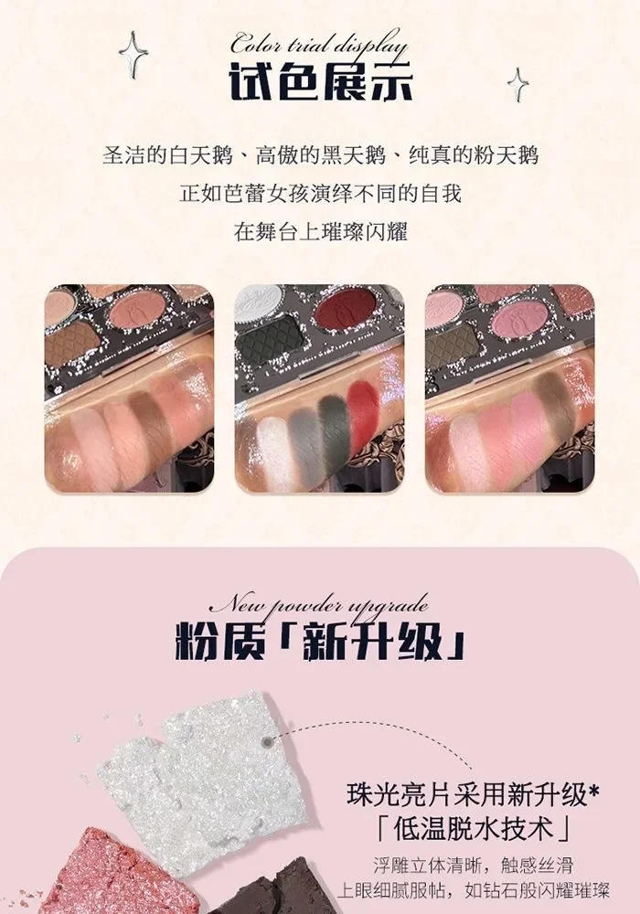 Description Picture 6 of itemFlower Knows Swan Ballet Series 6 Color Eyeshadow Palette Glitter Matte  Long Lasting Eye Shadow