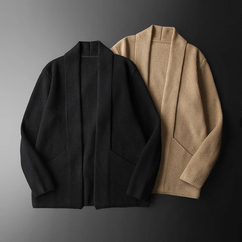 Description Picture 4 of itemMinglu Wool Cardigan Autumn Winter Mens Sweaters Luxury Computer Knitted Solid Color Casual Man Sweaters Male Outerwear 4XL