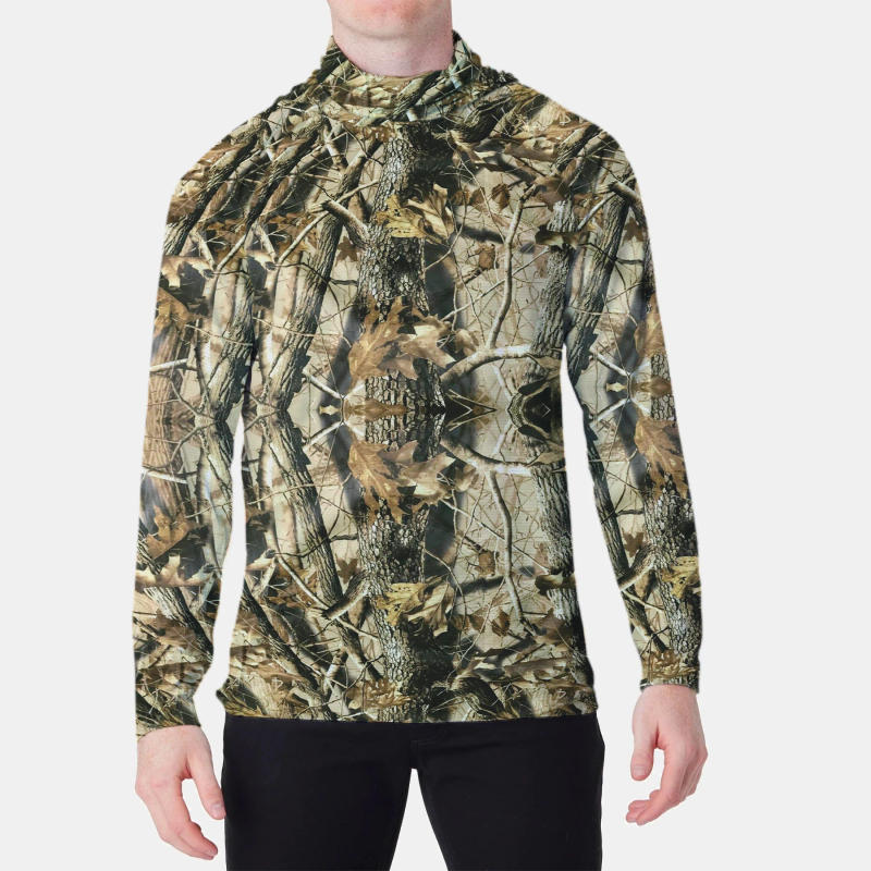 Description Picture 4 of itemFishing Hoodie Shirt Men Long Sleeve Sun Protection Trees Hunting Jersey Camisa De Pesca Performance Fish Gear Beach Tops Wear