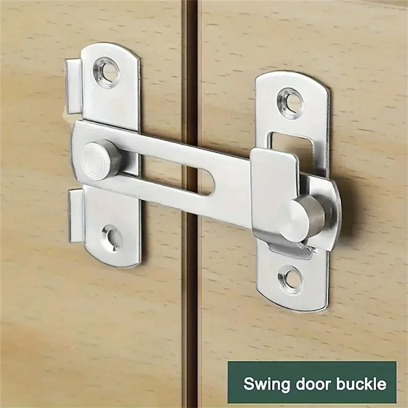 Description Picture 3 of item1Pcs Stainless Steel Sliding Barn Door Lock Hardware Gate Latches, Window Closet, Matte Black Silvery