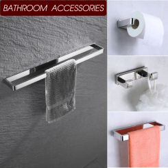 Shine Chrome Bathroom Accessories Double Robe Hook Paper Holder Towel Ring Rack Bar Stainless Steel In Wall