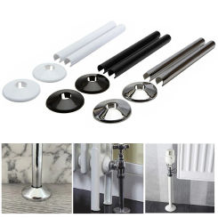 8pcs Pipes Radiator Pipe Covers Sleeve 15mm Collars Cut Fit Bathroom Chrome Home Improvement Plastic Radiator Pipe Covers