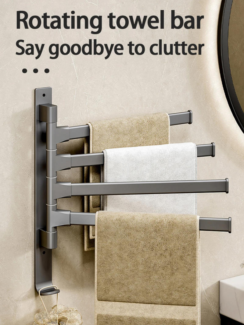 Description Picture 2 of itemSwivel Towel Rack, Thicken 5-Arm Towel Bar,  Rustproof Swing Out Towel Hanger for Bathroom, Kitchen